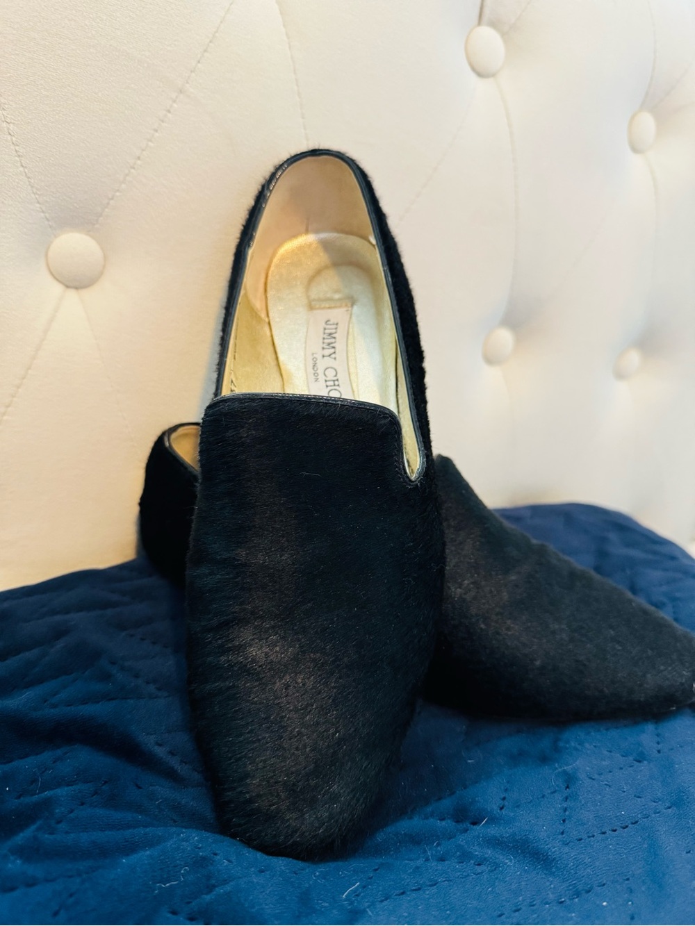Jimmy Choo Black Pony hair loafers
